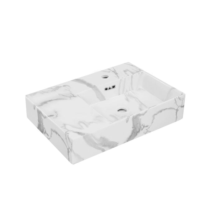 Swiss Madison St. Tropez 24" Right Side Faucet Wall-Mount Bathroom Sink in White Marble - SM-WSM323W1