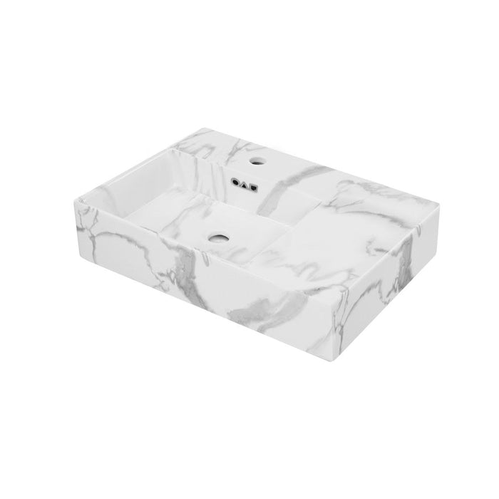 Swiss Madison St. Tropez 24" Left Side Faucet Wall-Mount Bathroom Sink in White Marble - SM-WSM322W1