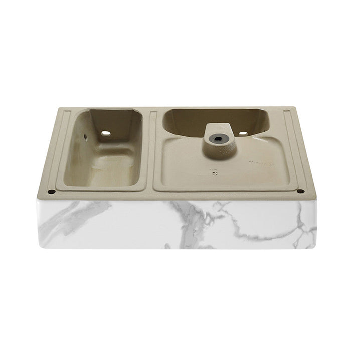 Swiss Madison St. Tropez 24" Left Side Faucet Wall-Mount Bathroom Sink in White Marble - SM-WSM322W1