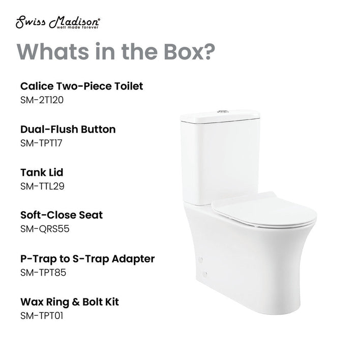 Swiss Madison Calice Two-Piece Elongated Rear Outlet Toilet Dual-Flush 1.1/1.6 gpf - SM-2T120