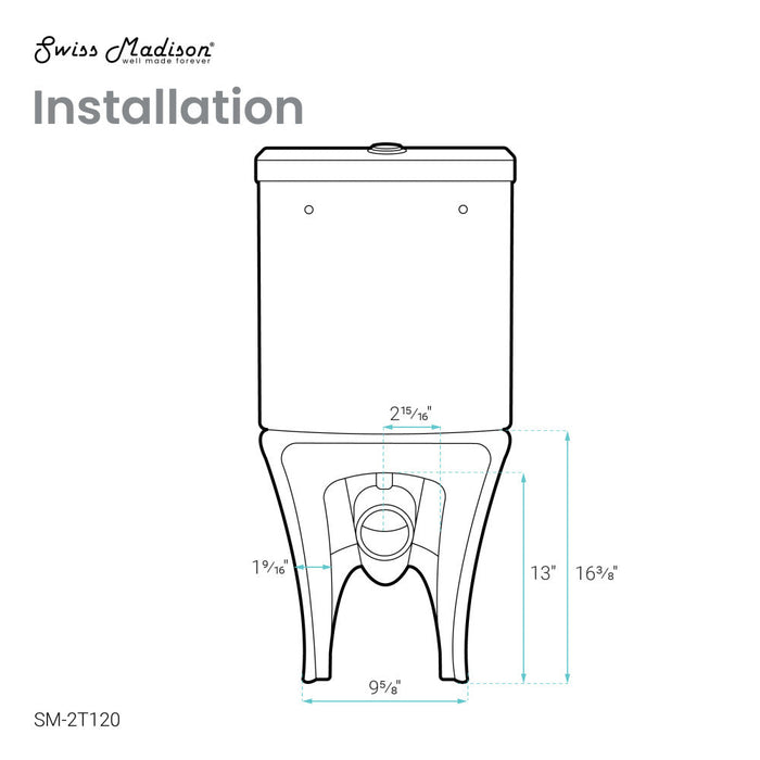 Swiss Madison Calice Two-Piece Elongated Rear Outlet Toilet Dual-Flush 1.1/1.6 gpf - SM-2T120