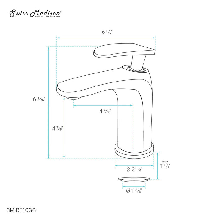 Swiss Madison Sublime Single Hole, Single-Handle, Bathroom Faucet in Gunmetal Grey - SM-BF10GG