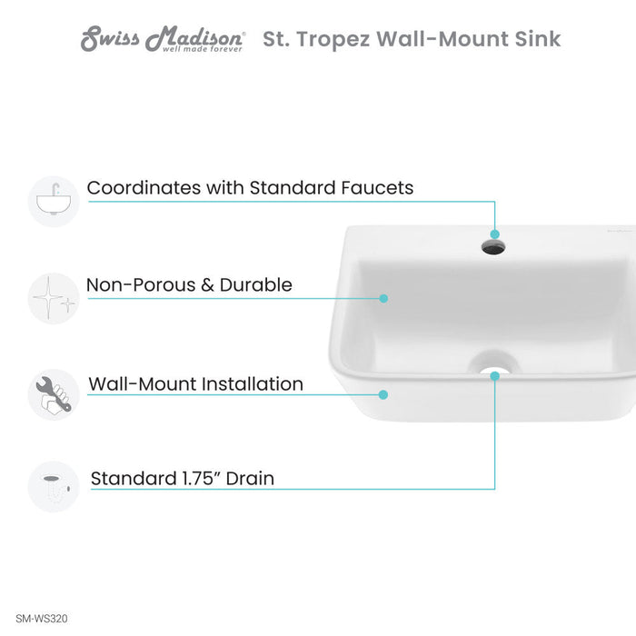 Swiss Madison St. Tropez Wall Mount Sink - SM-WS320