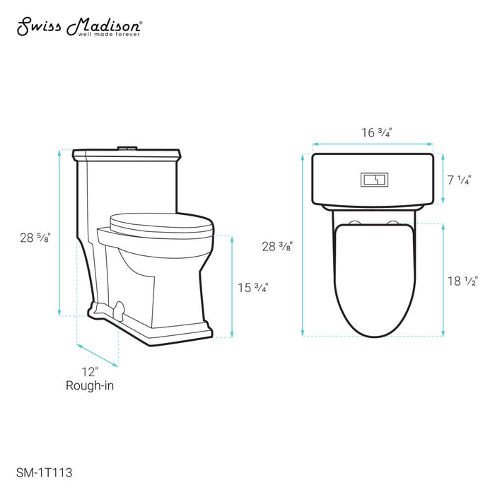 Swiss Madison Voltaire One-Piece Elongated Toilet Dual-Flush 1.1/1.6 gpf - SM-1T113