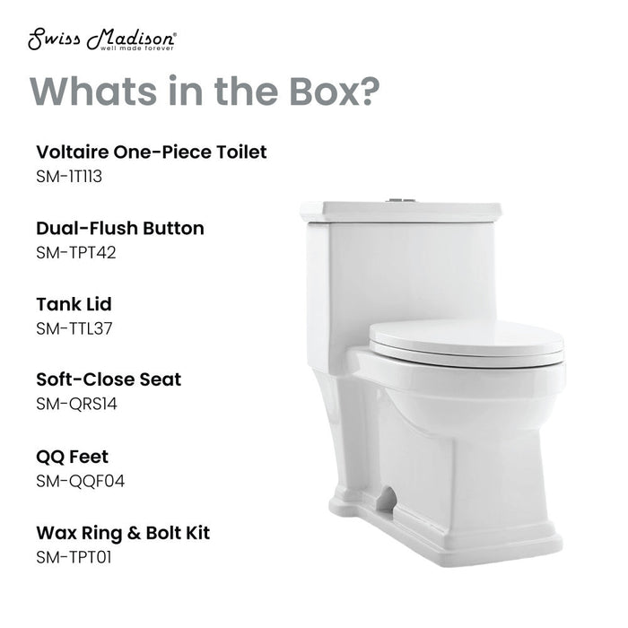 Swiss Madison Voltaire One-Piece Elongated Toilet Dual-Flush 1.1/1.6 gpf - SM-1T113