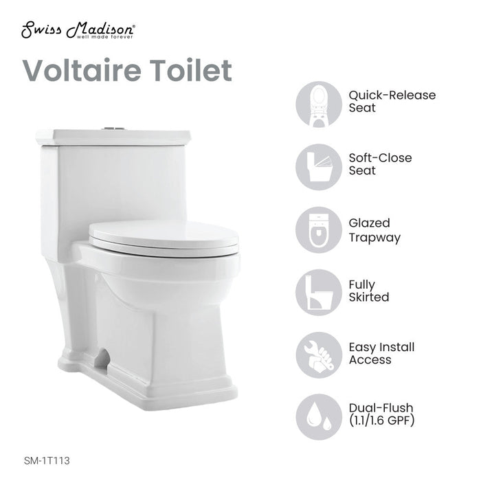 Swiss Madison Voltaire One-Piece Elongated Toilet Dual-Flush 1.1/1.6 gpf - SM-1T113