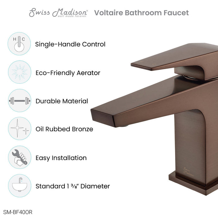 Swiss Madison Voltaire Single Hole, Single-Handle, Bathroom Faucet in Oil Rubbed Bronze - SM-BF40OR