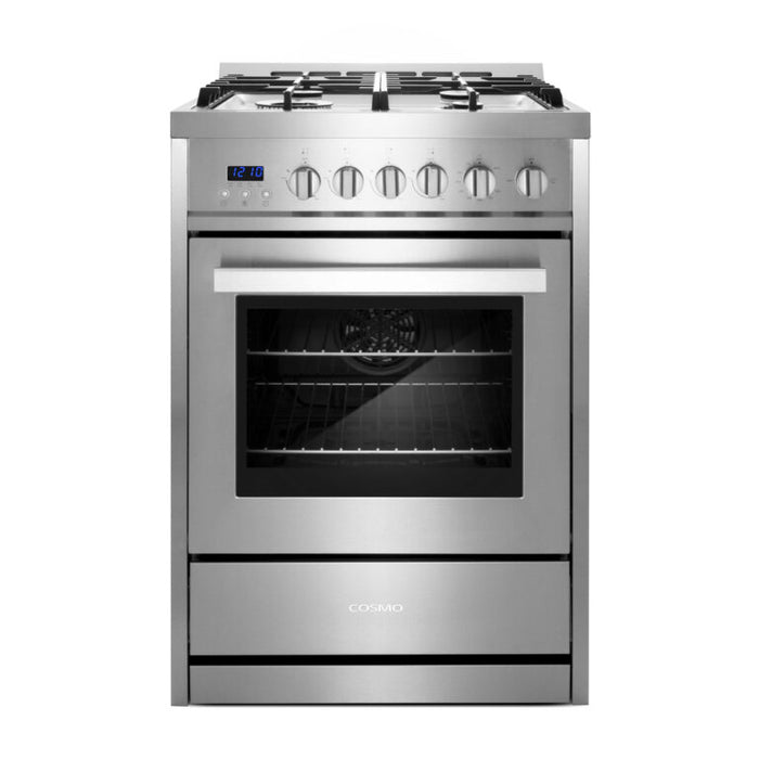 Cosmo 24" Gas Range with 4 High Performance Sealed Gas Burners and Convection Oven COS-244AGC