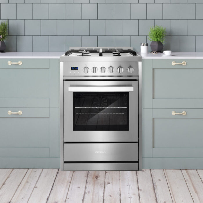 Cosmo 24" Gas Range with 4 High Performance Sealed Gas Burners and Convection Oven COS-244AGC