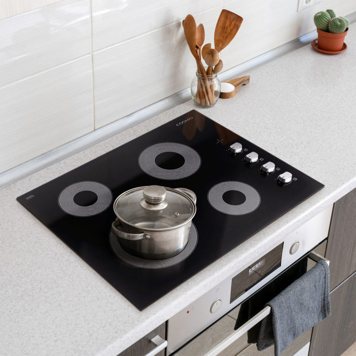 Cosmo 24" Drop-In Electric Ceramic Glass Cooktop with 4 Burners and Control Knobs COS-244ECC