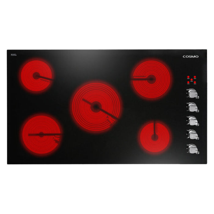 Cosmo 36" Drop-In Electric Ceramic Glass Cooktop with 5 Burners and Control Knobs COS-365ECC