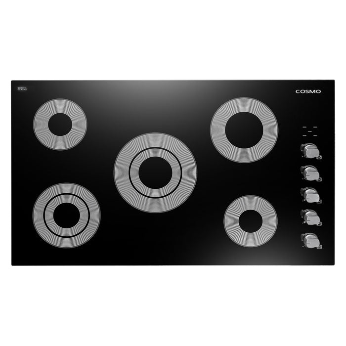 Cosmo 36" Drop-In Electric Ceramic Glass Cooktop with 5 Burners and Control Knobs COS-365ECC