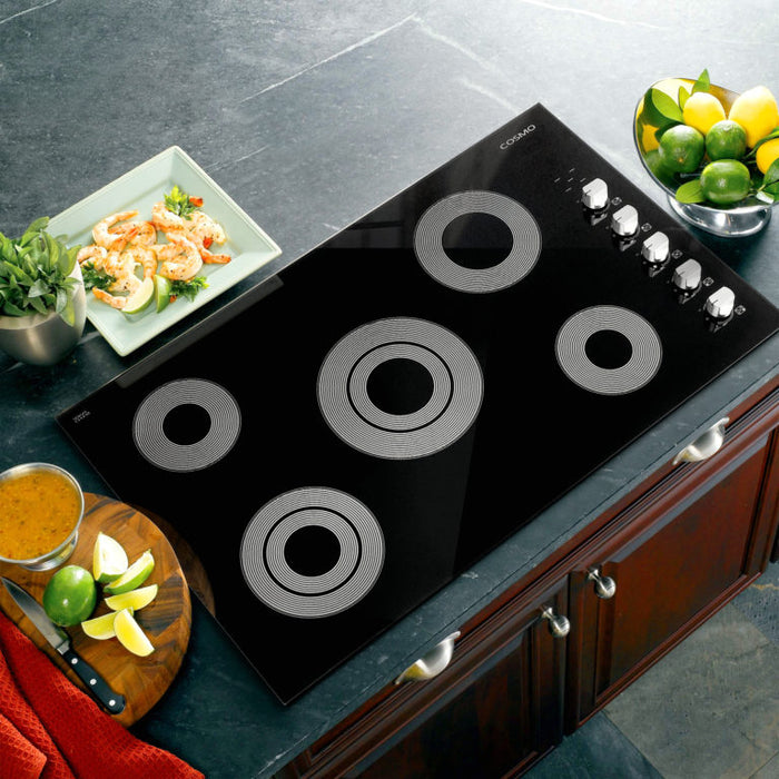 Cosmo 36" Drop-In Electric Ceramic Glass Cooktop with 5 Burners and Control Knobs COS-365ECC