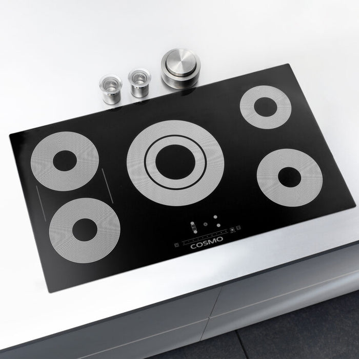 Cosmo 36" Drop-In Electric Ceramic Glass Cooktop with 5 Burners and Touch Controls COS-365TBECC