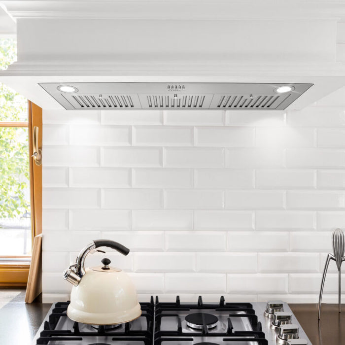 Cosmo 36" Stainless Steel Insert Range Hood with Push Button Controls and Dishwasher Safe Permanent Filters COS-36IRHP