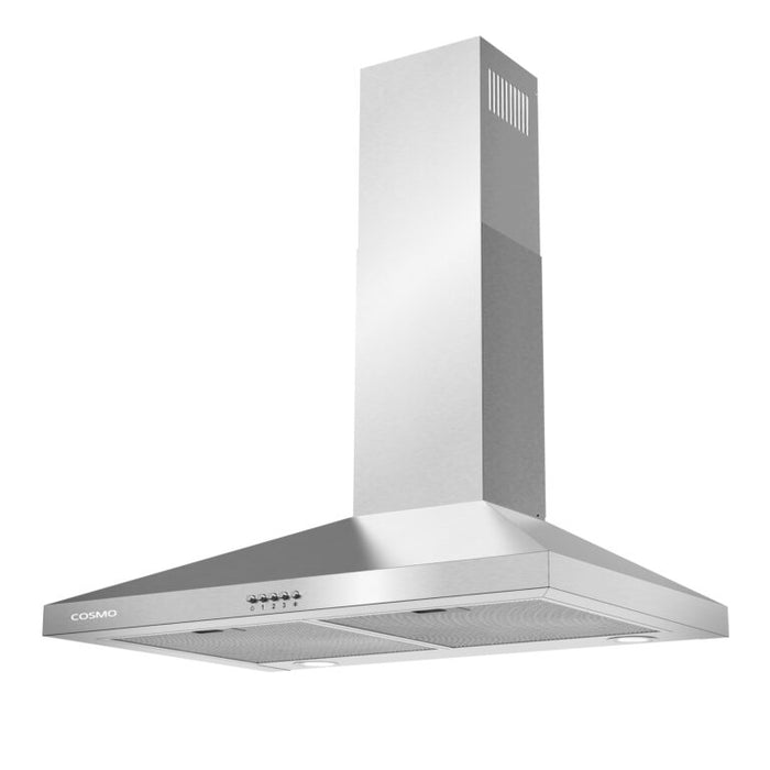 Cosmo 30" Stainless Steel Wall Mount Range Hood with Aluminum Mesh Filters and Push Button Controls COS-63024P