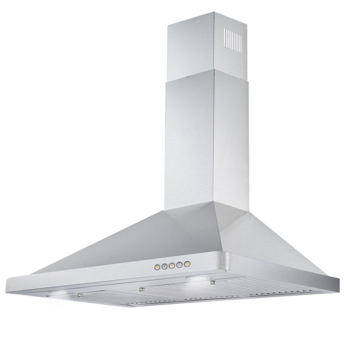 Cosmo 36" Stainless Steel Wall Mount Range Hood with Dishwasher Safe Permanent Filters and Push Button Controls COS-63190