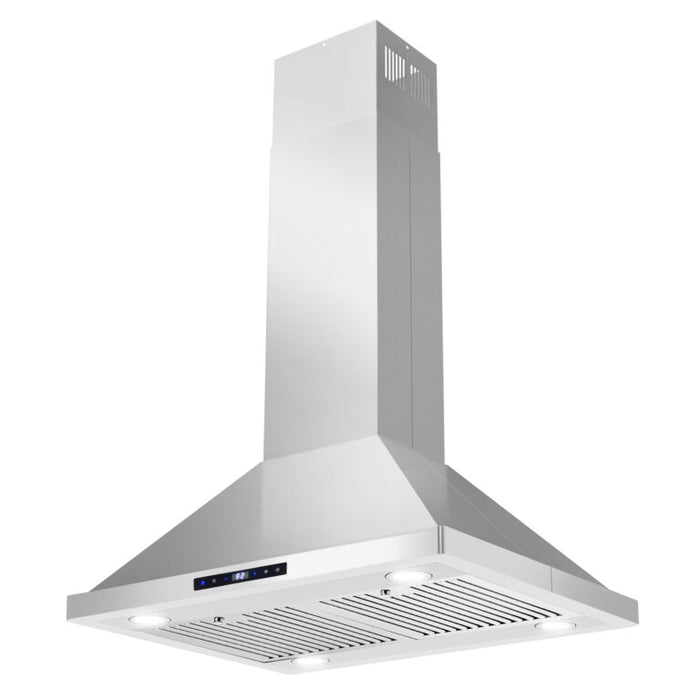 Cosmo 30" Stainless Steel Island Range Hood with Digital Touch Controls and Dishwasher Safe Permanent Filters COS-63ISS75