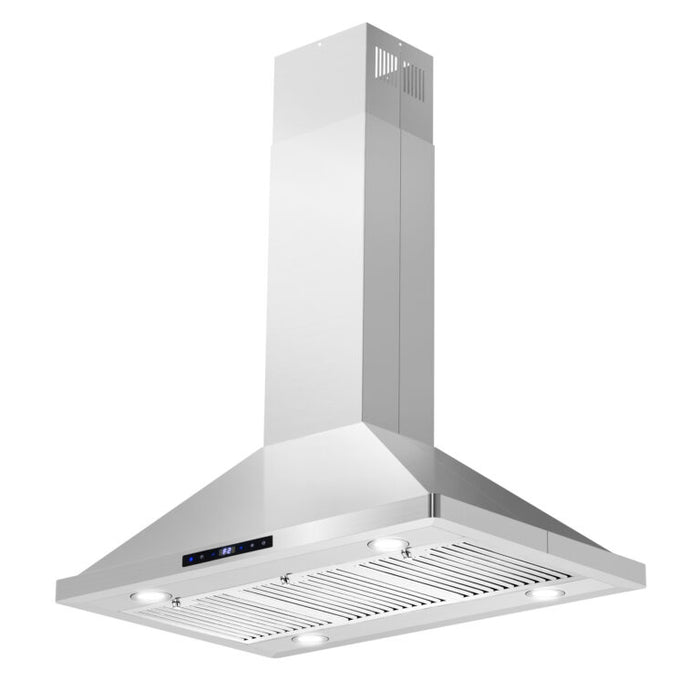 Cosmo 36" Stainless Steel Island Range Hood with Digital Touch Controls and Dishwasher Safe Permanent Filters COS-63ISS90