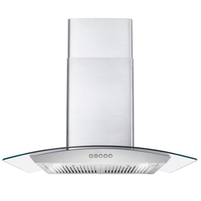 Cosmo 30" Stainless Steel Wall Mount Range Hood with Glass Canopy and Dishwasher Safe Permanent Filters COS-668A750