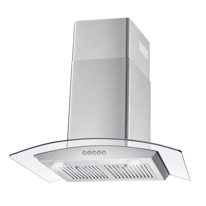 Cosmo 30" Stainless Steel Wall Mount Range Hood with Glass Canopy and Dishwasher Safe Permanent Filters COS-668A750