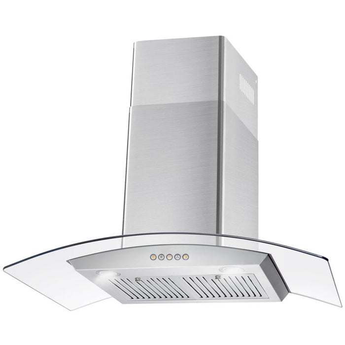 Cosmo 36" Stainless Steel Wall Mount Range Hood with Glass Canopy and Dishwasher Safe Permanent Filters COS-668A900