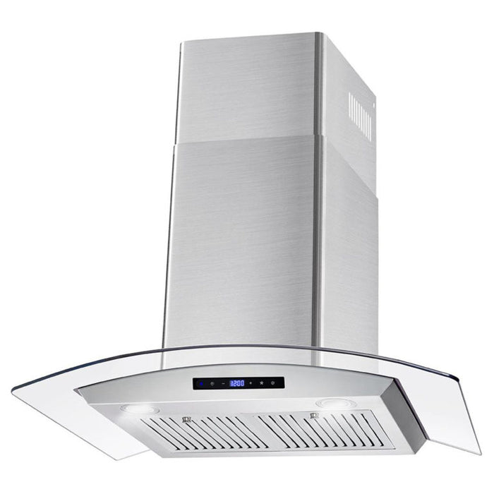 Cosmo 30" Stainless Steel Wall Mount Range Hood with Glass Canopy, Digital Touch Controls and Dishwasher Safe Permanent Filters COS-668AS750