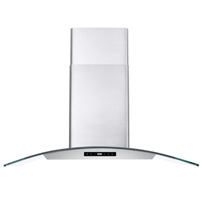 Cosmo 36" Stainless Steel Wall Mount Range Hood with Glass Canopy, Digital Touch Controls and Dishwasher Safe Permanent Filters COS-668AS900