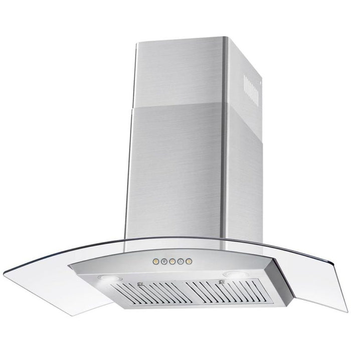 Cosmo 36" Stainless Steel Wall Mount Range Hood with Dishwasher Safe Permanent Filters and Glass Canopy COS-668WRC90