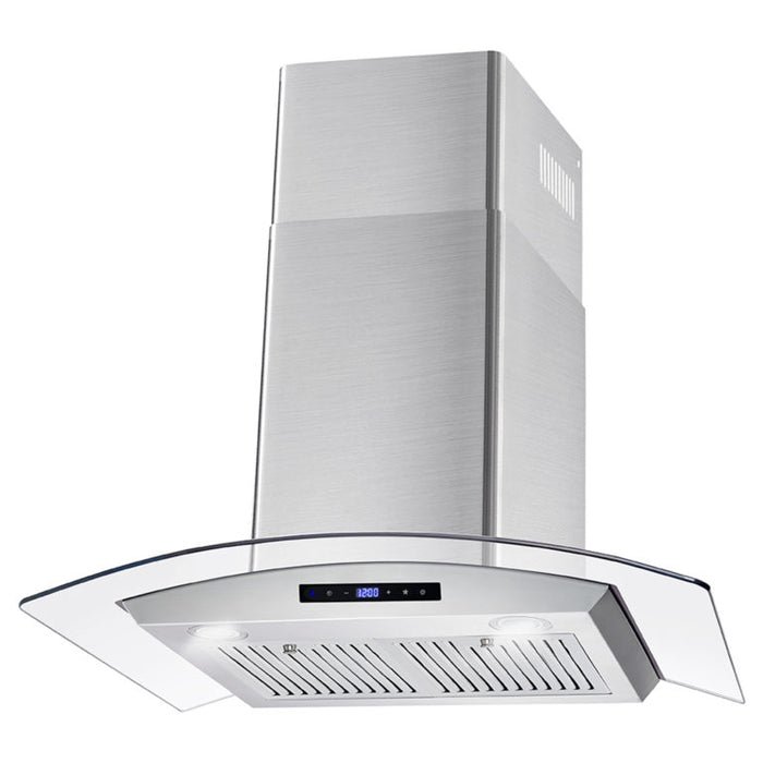 Cosmo 30" Stainless Steel Wall Mount Range Hood with Glass Canopy, Digital Touch Controls and Dishwasher Safe Permanent Filters COS-668WRCS75