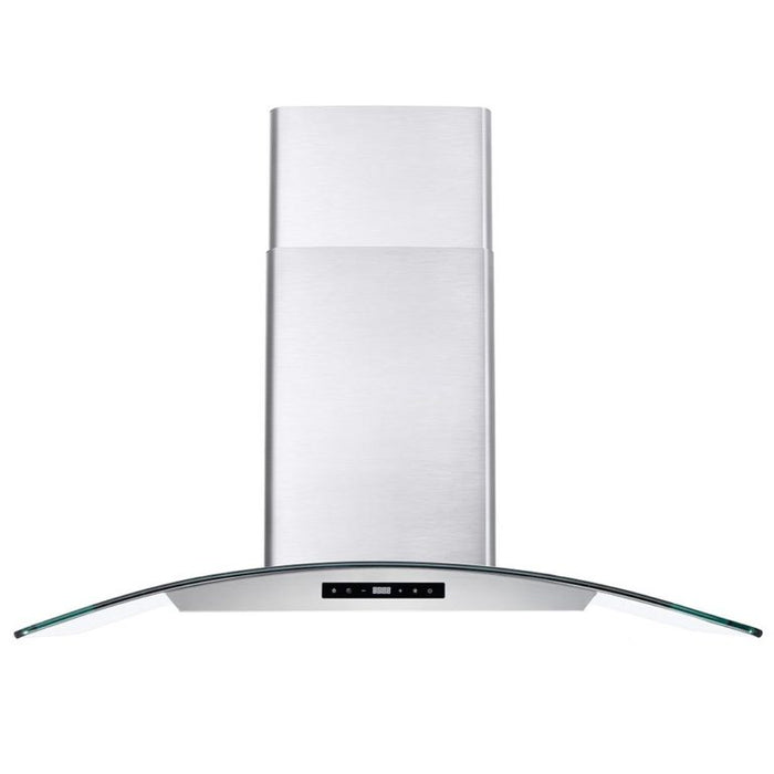 Cosmo 36" Stainless Steel Wall Mount Range Hood with Glass Canopy, Digital Touch Controls and Dishwasher Safe Permanent Filters COS-668WRCS90