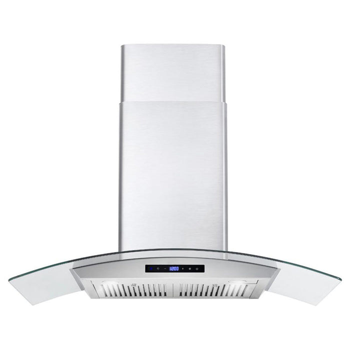 Cosmo 36" Stainless Steel Wall Mount Range Hood with Glass Canopy, Digital Touch Controls and Dishwasher Safe Permanent Filters COS-668WRCS90