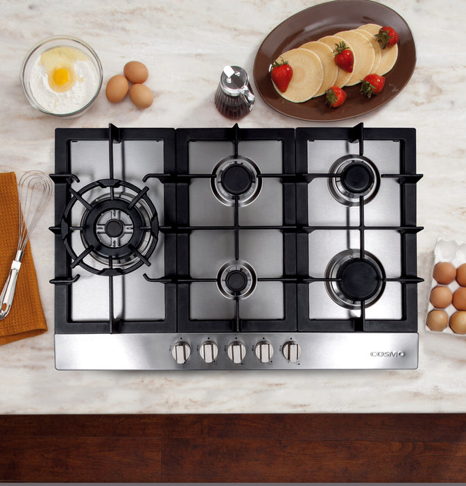 Cosmo 30" Drop-In Cooktop with 5 Sealed Gas Burners and Cast Iron Grates COS-850SLTX-E