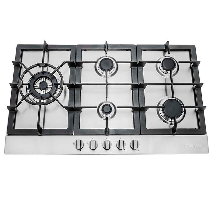 Cosmo 30" Drop-In Cooktop with 5 Sealed Gas Burners and Cast Iron Grates COS-850SLTX-E