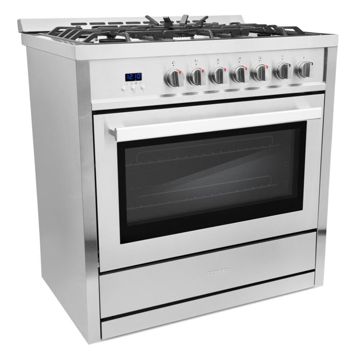 Cosmo 36" Gas Range with 5 High Performance Sealed Gas Burners and Convection Oven COS-965AGC