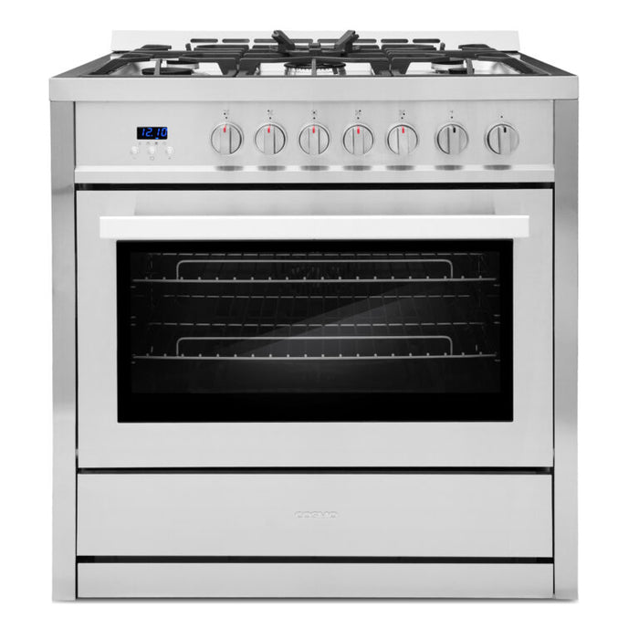 Cosmo 36" Gas Range with 5 High Performance Sealed Gas Burners and Convection Oven COS-965AGC