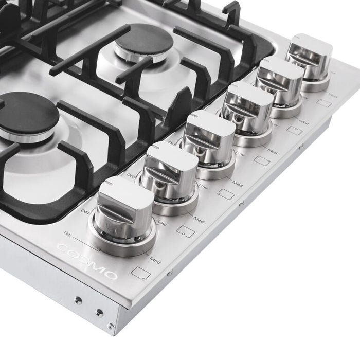 Cosmo 36" Drop-In Cooktop with 6 Italian-Made Sealed Gas Burners and Cast Iron Grates COS-DIC366