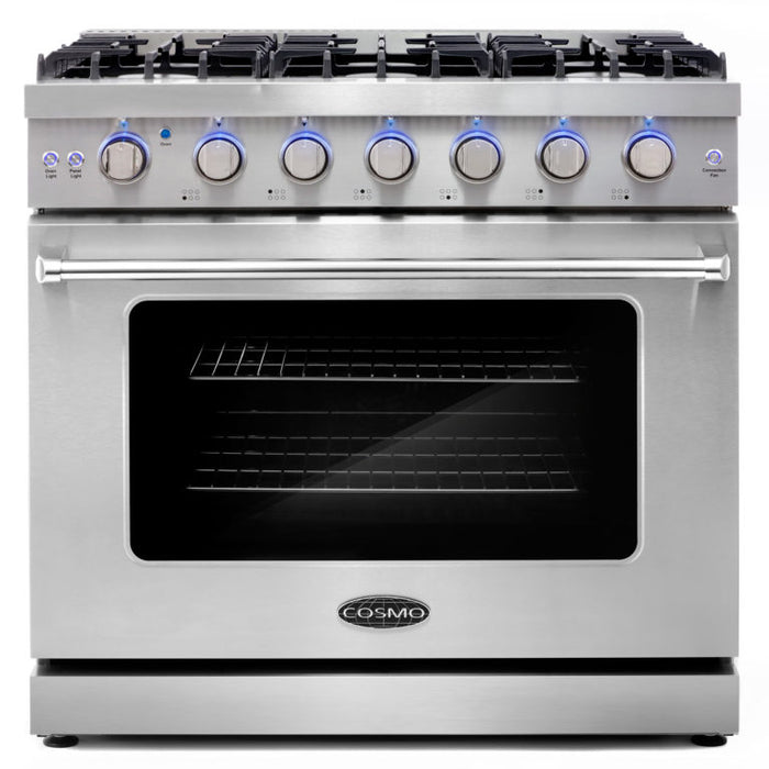 Cosmo 36" Gas Range with 6 Sealed Gas Burners and Convection Oven COS-EPGR366