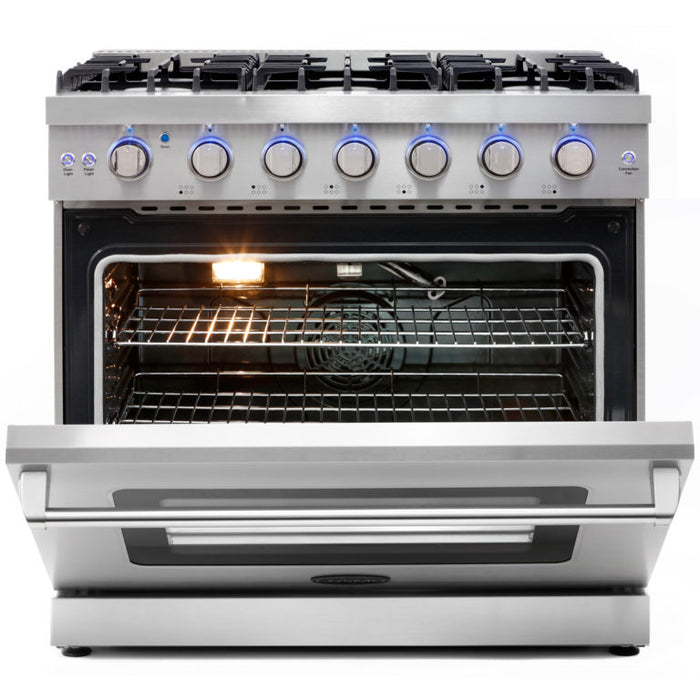 Cosmo 36" Gas Range with 6 Sealed Gas Burners and Convection Oven COS-EPGR366