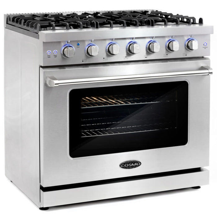 Cosmo 36" Gas Range with 6 Sealed Gas Burners and Convection Oven COS-EPGR366