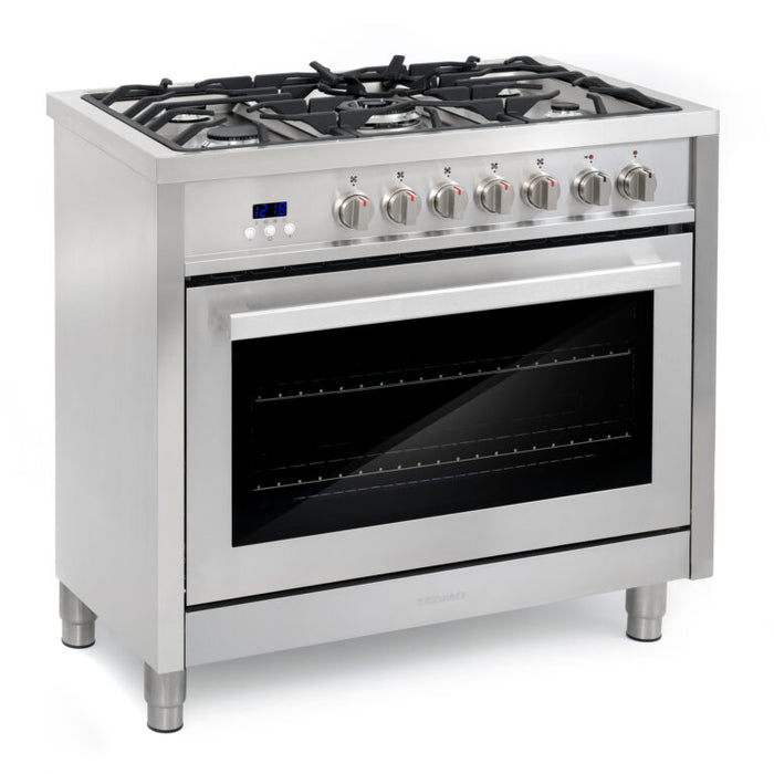 Cosmo 36" Dual Fuel Range with 5 Sealed Gas Burners and Turbo True European Convection Oven F965