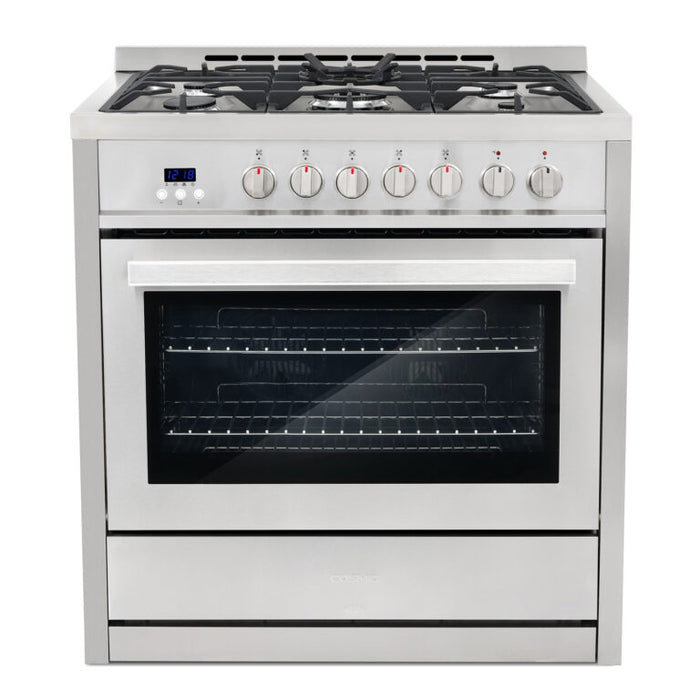 Cosmo 36" Dual Fuel Range with 5 Sealed Gas Burners and Turbo True European Convection Oven F965NF