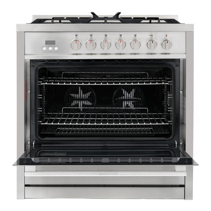 Cosmo 36" Dual Fuel Range with 5 Sealed Gas Burners and Turbo True European Convection Oven F965NF