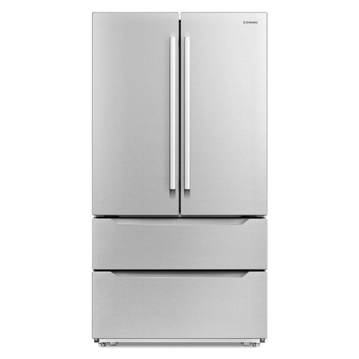 Cosmo 36" Counter-Depth French Door Refrigerator with Handles in Stainless Steel COS-FDR225RHSS-G