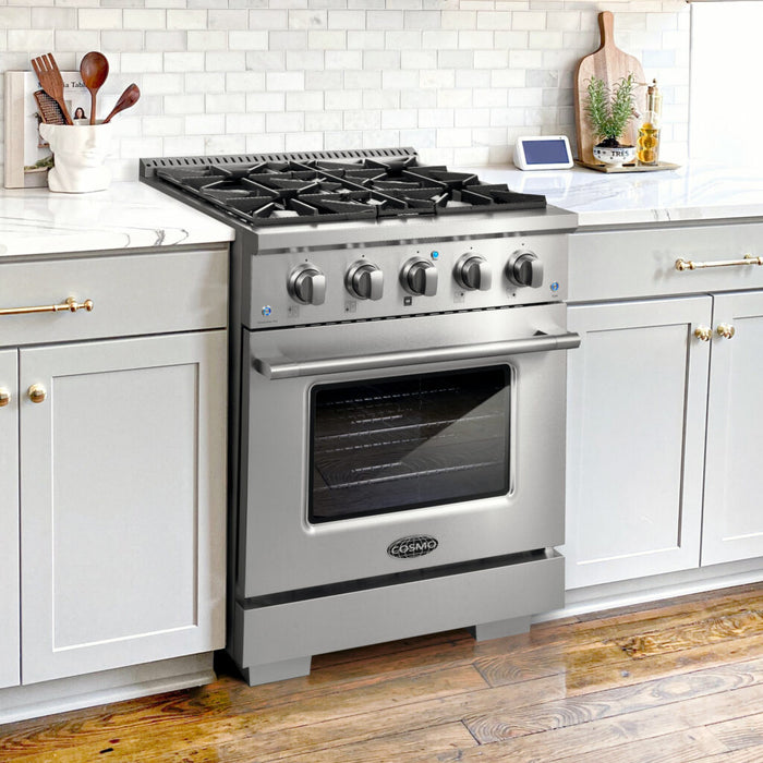 Cosmo 30" Gas Range with 4 Italian-Made Sealed Gas Burners and Convection Oven COS-GRP304