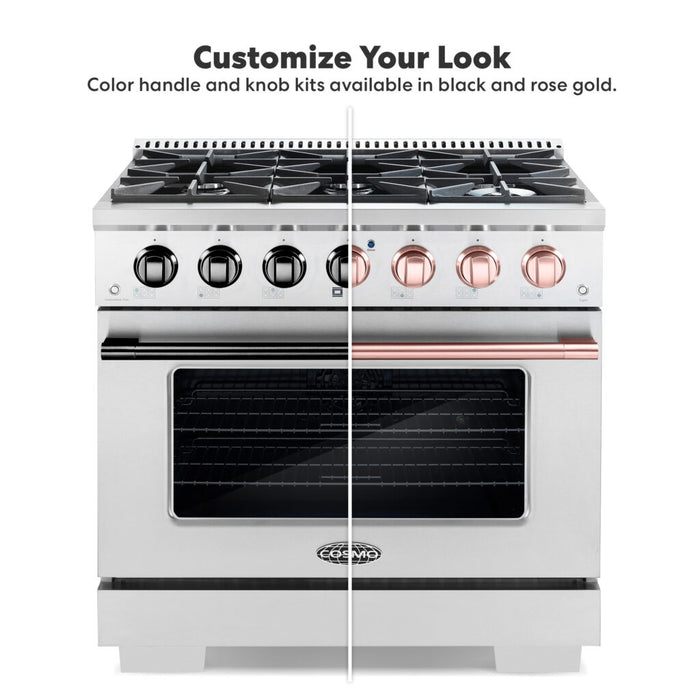 Cosmo 36" Gas Range with 6 Italian-Made Sealed Gas Burners and Convection Oven COS-GRP366