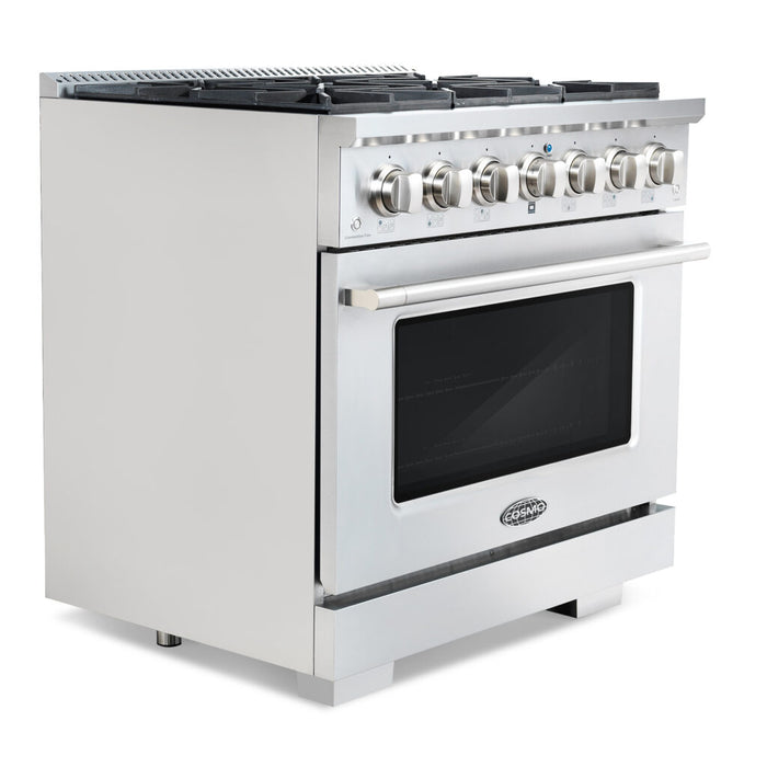 Cosmo 36" Gas Range with 6 Italian-Made Sealed Gas Burners and Convection Oven COS-GRP366