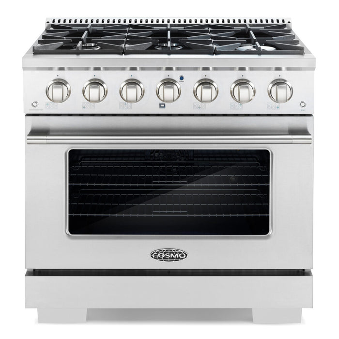 Cosmo 36" Gas Range with 6 Italian-Made Sealed Gas Burners and Convection Oven COS-GRP366