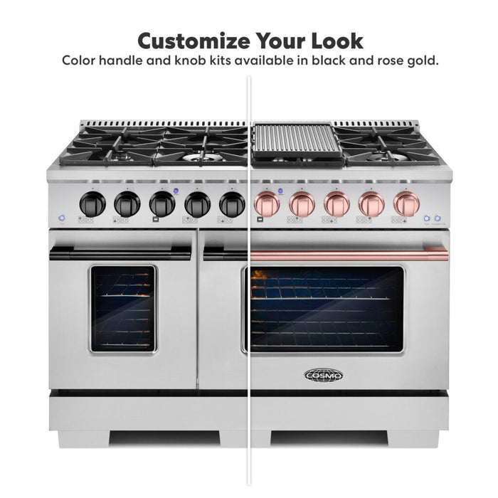 Cosmo 48" Gas Range with 8 Italian-Made Sealed Gas Burners and Convection Oven COS-GRP486G