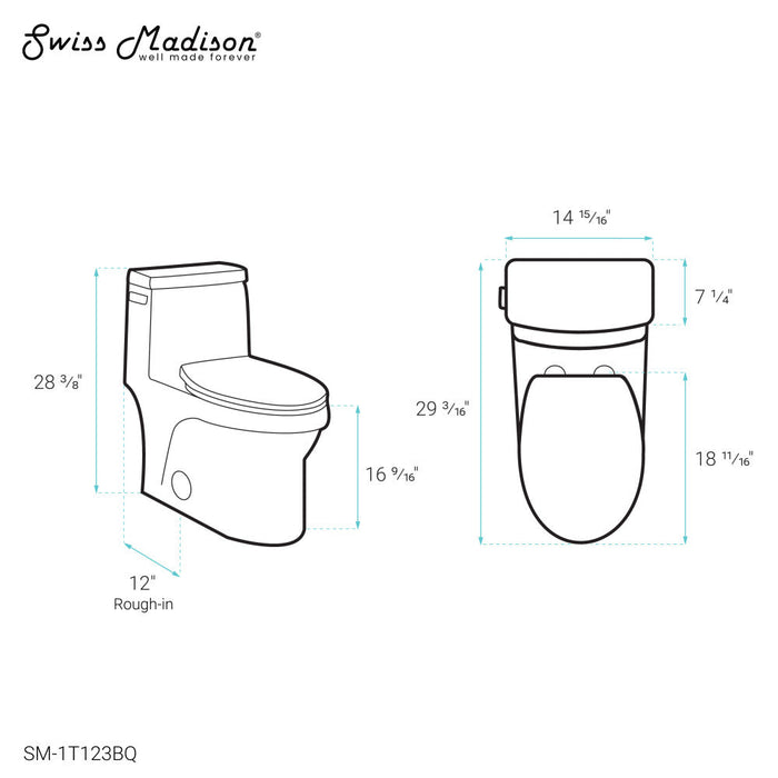 Swiss Madison Virage One Piece Elongated Left Side Flush Handle Toilet 1.28 gpf in Bisque